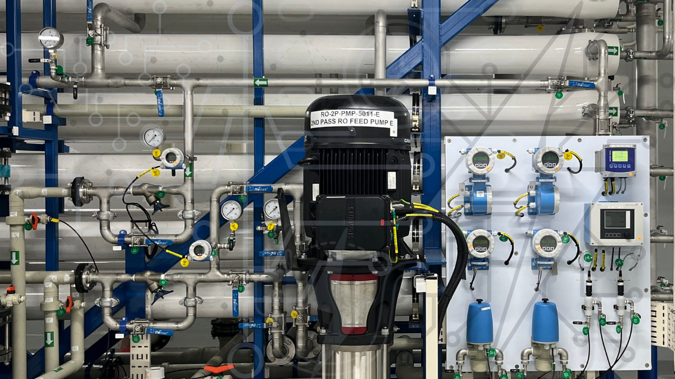 Industrial pump control station with electrical panels and safety systems